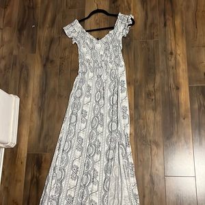Vici White and blue maxi dress